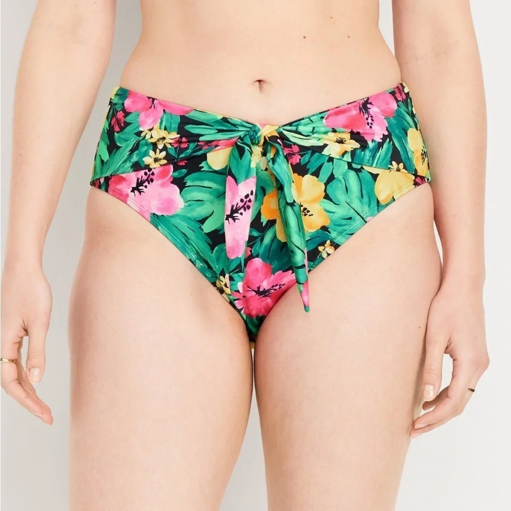 Old Navy Womens Tropical Floral High Rise Front Lined Bikini Swim Bottom 3X